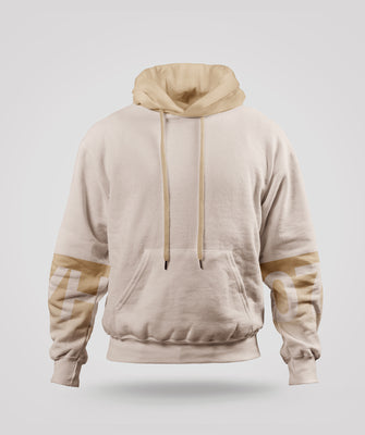 Off White & Beige Printing Relaxed Fit Hoodie