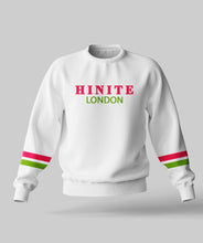 Two Tone HINITE London Relaxed Fit Sweatshirt – Letter Logo Print – Pearl White With Light Green & Shocking Pink