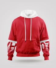 H07 Berry Red & White Relaxed Fit Hoodie