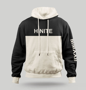 Off White 11-0110 & Black Relaxed Fit Hoodie