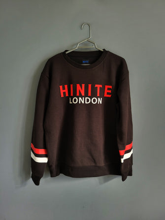 Two Tone HINITE London Relaxed Fit Sweatshirt – Letter Logo Print – Black With Red & White