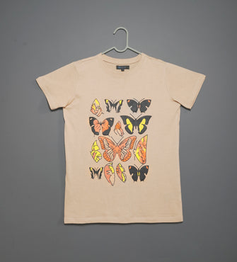 LADIES T-SHIRT & SHORTS WITH BUTTERFLY PRINT