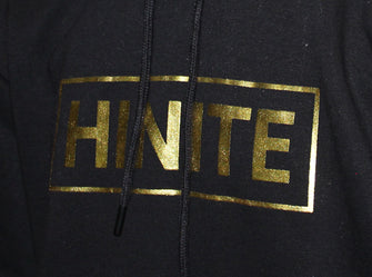 HINITE Relaxed Fit Hoodie HINITE MMXXII Black With Reflective Gold Print