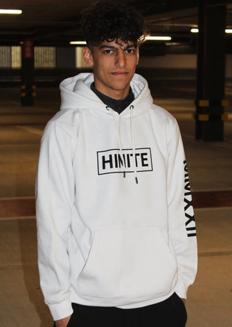 White & Black Font Relaxed Fit Hoodie