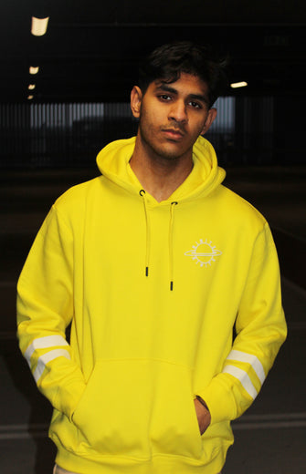 Yellow & White Relaxed Fit Hoodie