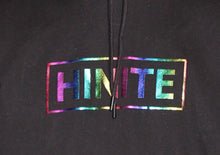 Black With Reflective Rainbow Color Font Relaxed Fit Hoodie
